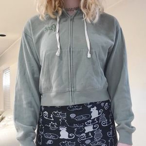 VS PINK cropped green zip-up hoodie XS